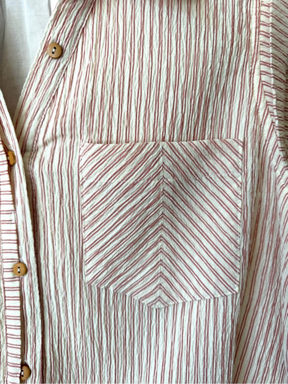 NWT Democracy Ecru Fired Brick Stripe Cap Sleeve Bubble Hem Blouse M - Picture 8 of 15